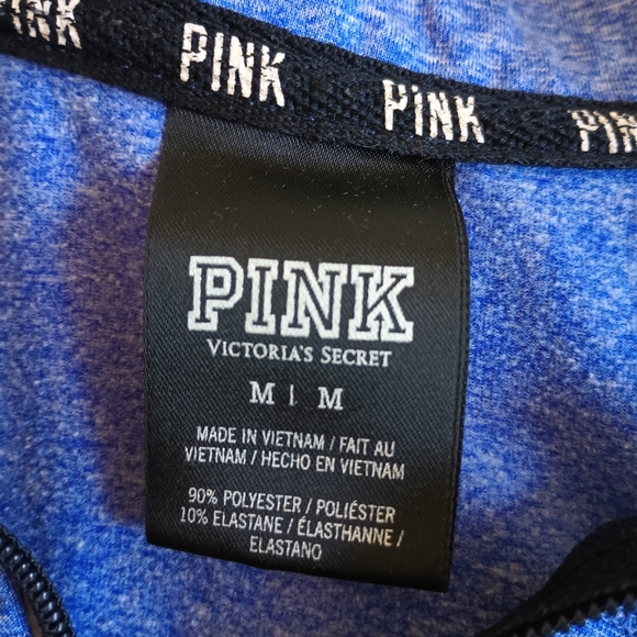 Victoria's Secret Pink Blue Spellout Athletic 1/4 Zip Pullover Size Medium - Picture 2 of 9